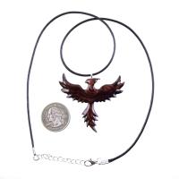 Hand Carved Phoenix Necklace, Wooden Rising Phoenix Pendant for Men or Women, Wood Firebird Necklace, Fantasy Inspirational Jewelry