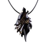 Wolf Necklace, Hand Carved Wooden Wolf Pendant for Men or Women, Spirit Animal Totem Woodland Jewelry