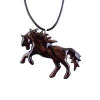Horse Necklace, Hand Carved Wooden Horse Pendant for Men or Women, Equine Jewelry, Spirit Animal Wood Pendant