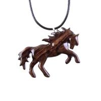 Horse Necklace, Hand Carved Wooden Horse Pendant for Men or Women, Equine Jewelry, Spirit Animal Wood Pendant