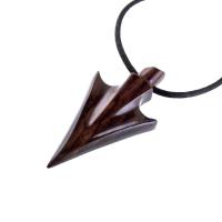 Hand Carved Wooden Arrowhead Necklace, Arrow Pendant, Mens Wood Necklace, Tribal Handmade Jewelry, Gift for Him