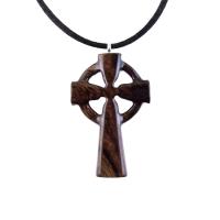 Celtic Cross Pendant, Hand Carved Wood Cross Necklace, Irish Mens Wooden Christian Jewelry, One of a Kind Gift for Him