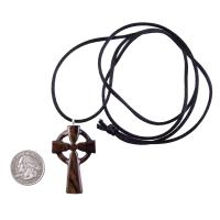 Celtic Cross Pendant, Hand Carved Wood Cross Necklace, Irish Mens Wooden Christian Jewelry, One of a Kind Gift for Him