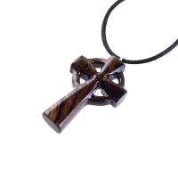 Celtic Cross Pendant, Hand Carved Wood Cross Necklace, Irish Mens Wooden Christian Jewelry, One of a Kind Gift for Him
