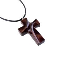 Wood Cross Necklace, Hand Carved Wooden Cross Pendant, Christian Jewelry for Men or Women, One of a Kind Gift for Her Him