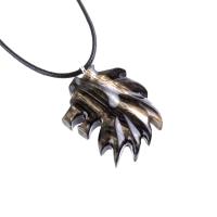 Hand Carved Wooden Lion Head Necklace Pendant, Handmade Leo Spirit Animal Jewelry Gift for Him