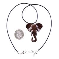 Elephant Pendant, Hand Carved Wooden Elephant Necklace for Men Women, Ganesha Spiritual Animal Jewelry, One of a Kind Gift