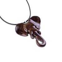 Elephant Pendant, Hand Carved Wooden Elephant Necklace for Men Women, Ganesha Spiritual Animal Jewelry, One of a Kind Gift
