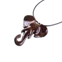 Elephant Pendant, Hand Carved Wooden Elephant Necklace for Men Women, Ganesha Spiritual Animal Jewelry, One of a Kind Gift