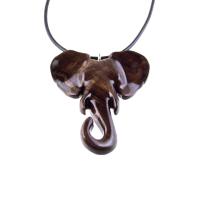 Elephant Pendant, Hand Carved Wooden Elephant Necklace for Men Women, Ganesha Spiritual Animal Jewelry, One of a Kind Gift