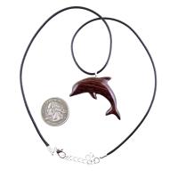 Wooden Dolphin Pendant, Hand Carved Dolphin Necklace, Sea Animal Necklace, Nautical Wood Jewelry for Men or Women