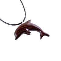 Wooden Dolphin Pendant, Hand Carved Dolphin Necklace, Sea Animal Necklace, Nautical Wood Jewelry for Men or Women