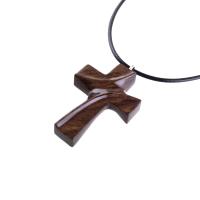Wood Cross Necklace, Hand Carved Wooden Cross Pendant for Men Women, Handmade Christian Jewelry Gift for Him Her