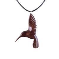 Hummingbird Pendant, Hand Carved Wooden Bird Necklace, One of a Kind Gift for Her, Handmade Wood Jewelry