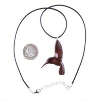 Hummingbird Pendant, Hand Carved Wooden Bird Necklace, One of a Kind Gift for Her, Handmade Wood Jewelry