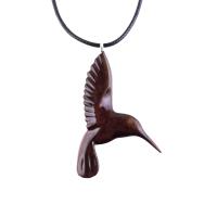 Hummingbird Pendant, Hand Carved Wooden Bird Necklace, One of a Kind Gift for Her, Handmade Wood Jewelry