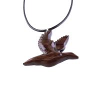 Duck Necklace, Hand Carved Wooden Duck Pendant, Wood Mallard Necklace, Flying Bird Jewelry, One of a Kind Gift for Men or Women