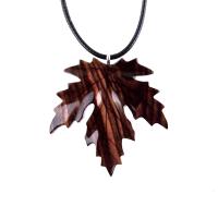 Hand Carved Wooden Leaf Pendant, Maple Leaf Necklace, Woodland Jewelry for Men or Women, Wood Jewelry Gift for Him Her