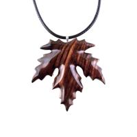 Hand Carved Wooden Leaf Pendant, Maple Leaf Necklace, Woodland Jewelry for Men or Women, Wood Jewelry Gift for Him Her