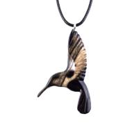 Hummingbird Necklace, Wooden Hummingbird Pendant, Hand Carved Wood Bird Jewelry, One of a Kind Handmade Gift for Her