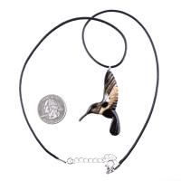 Hummingbird Necklace, Wooden Hummingbird Pendant, Hand Carved Wood Bird Jewelry, One of a Kind Handmade Gift for Her