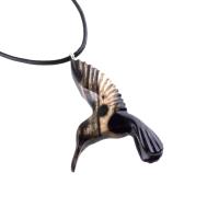 Hummingbird Necklace, Wooden Hummingbird Pendant, Hand Carved Wood Bird Jewelry, One of a Kind Handmade Gift for Her