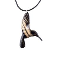 Hummingbird Necklace, Wooden Hummingbird Pendant, Hand Carved Wood Bird Jewelry, One of a Kind Handmade Gift for Her