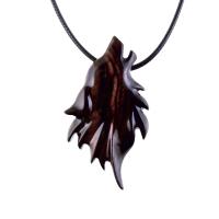 Wolf Pendant, Wooden Wolf Necklace, Hand Carved Wood Spirit Animal Totem, Woodland Jewelry for Men or Women, One of a Kind Gift