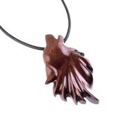 Wooden Wolf Head Pendant, Hand Carved Animal Necklace, Handmade Wood Jewelry