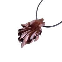 Wooden Wolf Head Pendant, Hand Carved Animal Necklace, Handmade Wood Jewelry