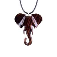Elephant Necklace, Wooden Elephant Pendant for Men or Women, Hand Carved Spiritual Animal Necklace, Wood Jewelry for Men Women