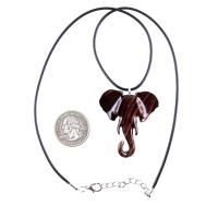 Elephant Necklace, Wooden Elephant Pendant for Men or Women, Hand Carved Spiritual Animal Necklace, Wood Jewelry for Men Women