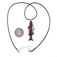 Hand Carved Fish Necklace, Wooden Striped Bass Pendant, Fishermen Jewelry, Mens Wood Necklace, One of a Kind Gift for Him