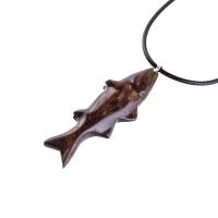 Hand Carved Fish Necklace, Wooden Striped Bass Pendant, Fishermen Jewelry, Mens Wood Necklace, One of a Kind Gift for Him
