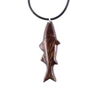 Hand Carved Fish Necklace, Wooden Striped Bass Pendant, Fishermen Jewelry, Mens Wood Necklace, One of a Kind Gift for Him