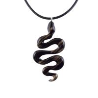 Hand Carved Wooden Snake Pendant, Snake Necklace for Men or Women, Spirit Animal Totem Reptile Wood Jewelry