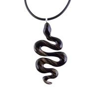 Hand Carved Wooden Snake Pendant, Snake Necklace for Men or Women, Spirit Animal Totem Reptile Wood Jewelry