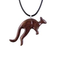 Kangaroo Necklace, Hand Carved Wooden Kangaroo Pendant, Wood Necklace, Spirit Animal Jewelry, Gift for Men or Women