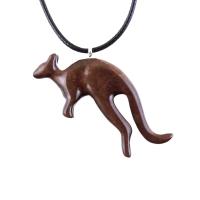 Kangaroo Necklace, Hand Carved Wooden Kangaroo Pendant, Wood Necklace, Spirit Animal Jewelry, Gift for Men or Women