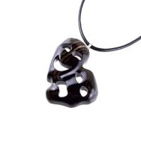 Hand Carved Comedy Tragedy Mask Pendant Necklace, Handmade Wooden Drama Jewelry for Men Women