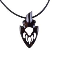 Wooden Bear Paw Pendant, Hand Carved Arrowhead Necklace, Tribal Protection Amulet, Bear Jewelry for Men