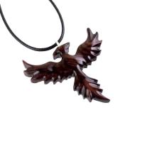 Hand Carved Phoenix Necklace, Wooden Rising Phoenix Pendant for Men or Women, Wood Firebird Necklace, Fantasy Inspirational Jewelry
