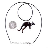 Kangaroo Necklace, Wooden Kangaroo Pendant, Hand Carved Wood Necklace, Totem Spirit Animal Jewelry, Gift for Him Her