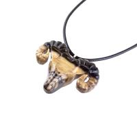 Ram Necklace, Hand Carved Wooden Ram Head Pendant, Mens Wood Necklace, Sheep Jewelry, Aries Jewelry, Gift for Him