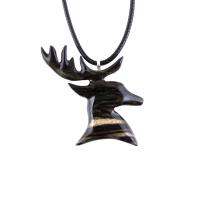 Hand Carved Stag Head Necklace, Wooden Deer Pendant, Woodland Buck Necklace, Mens Jewelry, Spirit Animal Totem Gift for Him