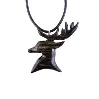 Hand Carved Stag Head Necklace, Wooden Deer Pendant, Woodland Buck Necklace, Mens Jewelry, Spirit Animal Totem Gift for Him