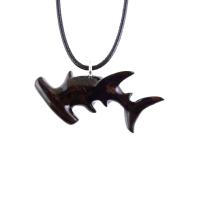 Hammerhead Shark Necklace, Hand Carved Wooden Shark Pendant, Mens Wood Jewelry, Nautical Necklace, Gift for Him