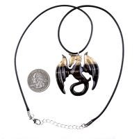 Dragon Necklace for Men Women, Hand Carved Wooden Dragon Pendant, Fantasy Wood Jewelry Gift for Her Him