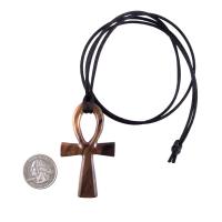Large Ankh Pendant, Wood Egyptian Ankh Necklace, Wooden Cross Ankh Pendant, Mens African Jewelry, Gift for Him