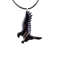 Hawk Necklace, Hand Carved Wooden Hawk Pendant for Men or Women, Wood Falcon Pendant, Totem Bird Jewelry